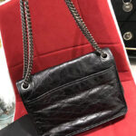 Saint Laurent Niki Medium Shiny Waxy Quilted Shoulder Bag 498894 Black